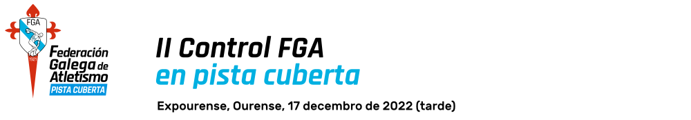  Control de marcas FGA en pista cuberta Xornada TARDE.  Pista Cuberta de Ourense, 17 decembro 2022