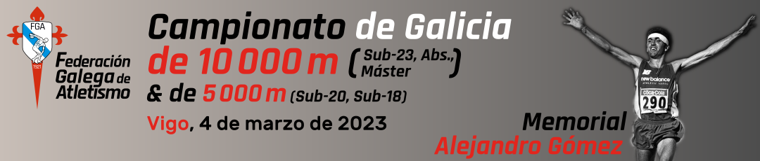  Campionato de Galicia 10000 (Abs., Sub-23, Máster).  Estadio Municipal de Atletismo de Balaídos, 4 marzo 2023