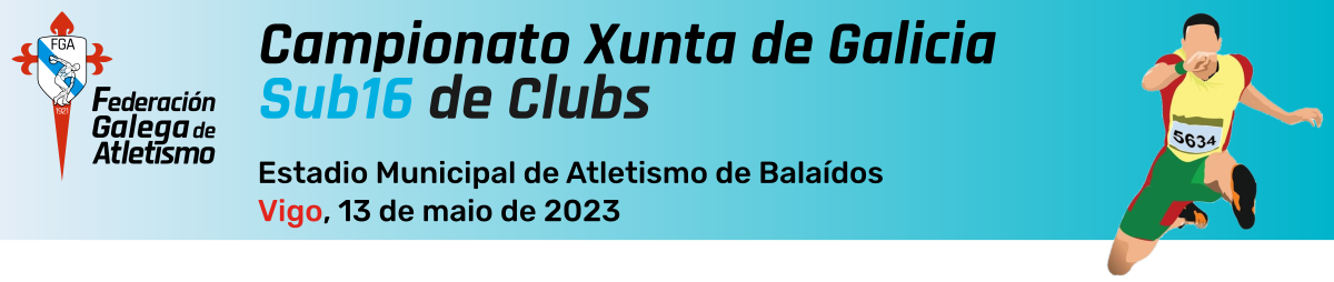  39º Campionato Xunta de Galicia de Clubs Sub16.  Estadio Municipal de Atletismo de Balaídos, 13 maio 2023