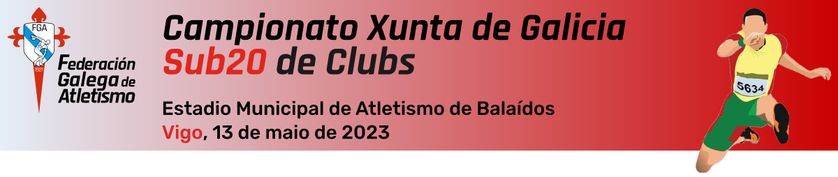  39º Campionato Xunta de Galicia de Clubs Sub20.  Estadio Municipal de Atletismo de Balaídos, 13 maio 2023